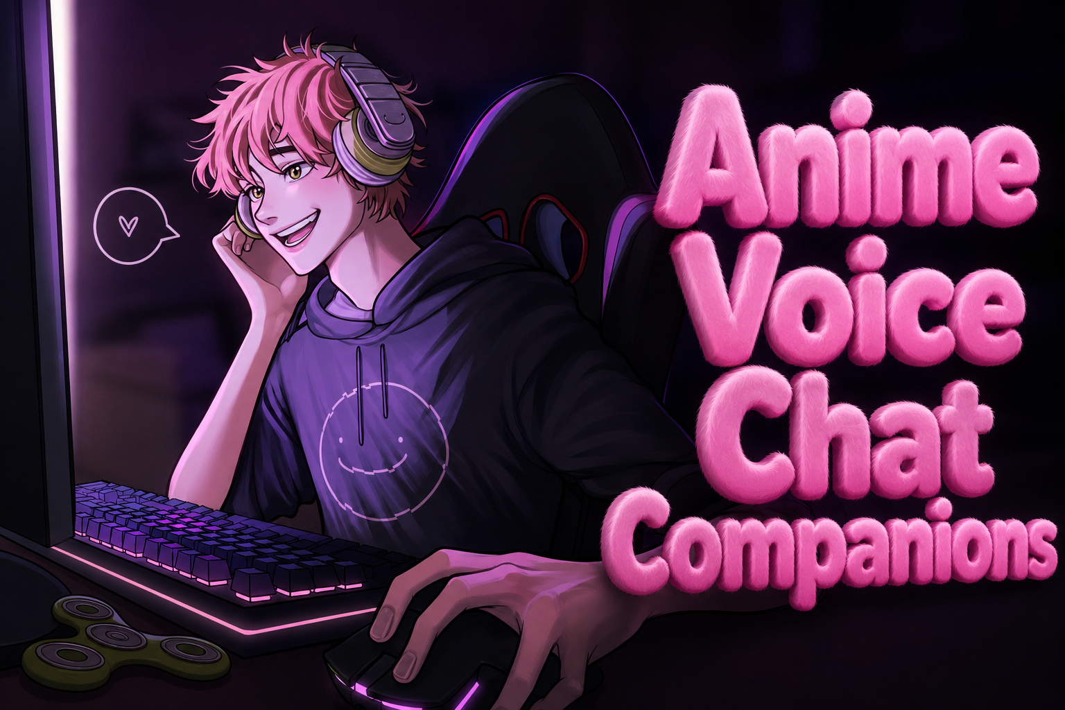 Anime voice chat companions cover with a fictional anime boy wearing headphones