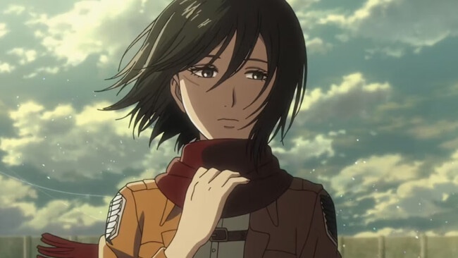 Mikasa from Attack on Titan anime still