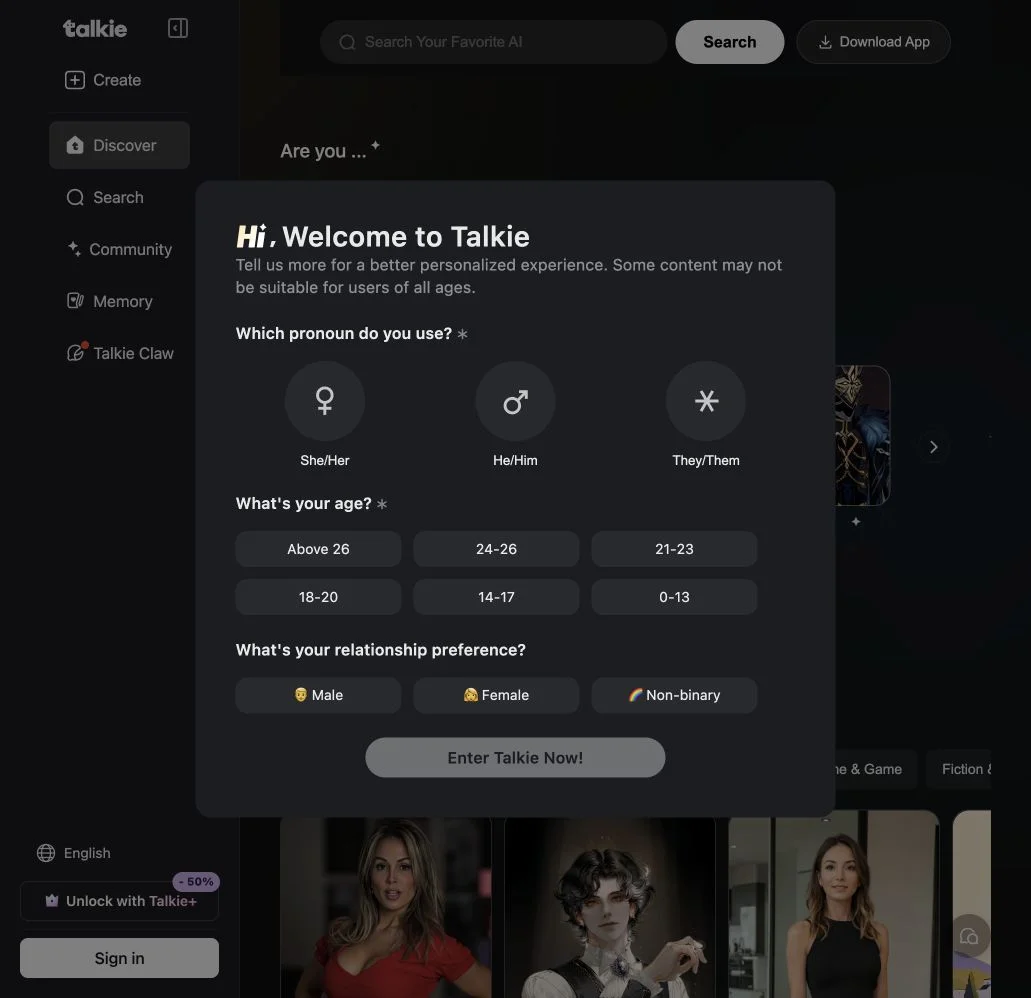 Talkie web onboarding